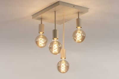 Lumidora Plafondlamp 74551 - Plafonniere - LINCOLN - 4 Lichts - E27 - Beige - Zand - Metaal - ⌀ 42 cm
