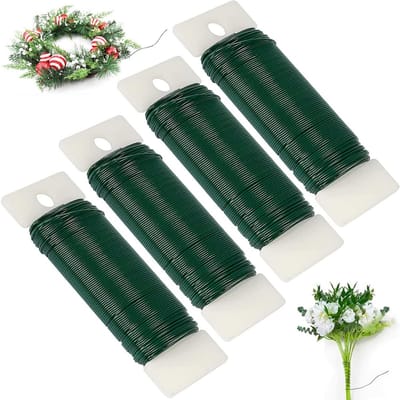 Groene Bloemen Draad Set 4x35m Dun Buigzaam Knutseldraad 0.7mm voor Kransen en Bloemen