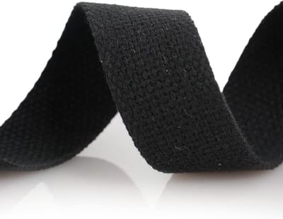 Zwart Katoenen Band - 25mm Breed en 50 Meter Lang