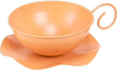 Decoratieve beker Ø16cm H9cm met metalen plaat, oranje, 2 stuks, 2 Stü