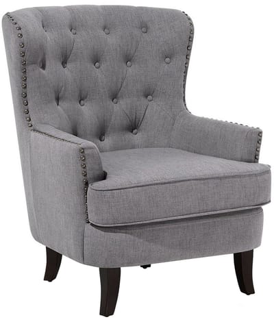 VIBORG - Chesterfield fauteuil - Lichtgrijs - Polyester
