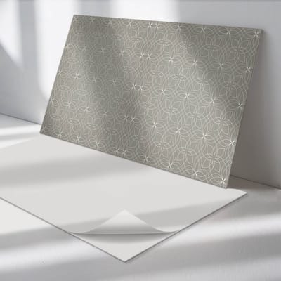 Wallfluent Vinyl Wandpaneel - Geometrisch bloemenpatroon Wandpaneel PVC - 100 cm x 50 cm - Grijs Vinyl Wandpaneel - Set van 1 - Rechthoekig Wandbekleding Vinyl - Patroon Wandpaneel - Zelfklevend Wandpaneel - Wandpaneel Keuken en Badkamer