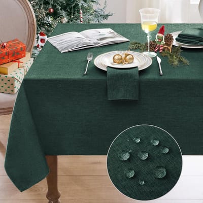 Tafelkleed - Linnenlook Wasbaar & Waterafstotend - Voor Binnen & Buiten - Groen 240x140 cm