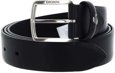 LACOSTE Leren Riem Casual 35 Stitched Edges W110 Noir Zwart