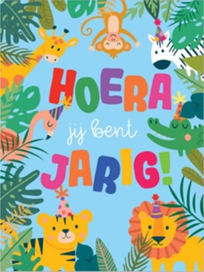 Wenskaart - wenskaart XXXL - mega wenskaart - 45x60 cm - supergroot - jarig - gefeliciteerd - verjaardag kind - verjaardag kleurplaat - kleurplaat kind