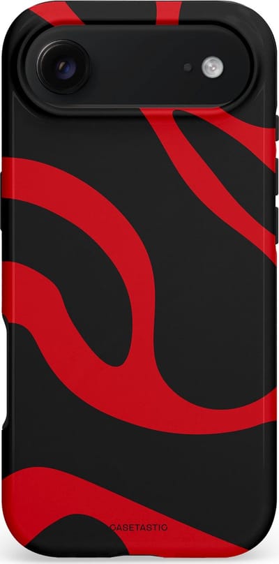 Casetastic hoesje geschikt voor Apple iPhone Air - MagSafe - Dubbellaagse bescherming - Vurige Zwarte Lava Stroom - Fashion Case - Zwart Rood