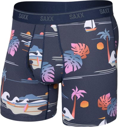 SAXX Heren Boxershort Quest Quick-Dry Mesh - Boxer met BallPark Pouch® - Onderbroek Sneldrogend & lichtgewicht - Sunny Adventure - Maritime - XL