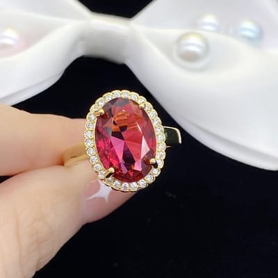 POMOiii Ovale rode vorm Temperament Delicate openingsringen voor vrouwen Zirkoon Verlovingsfeest Fijne sieraden Cadeau