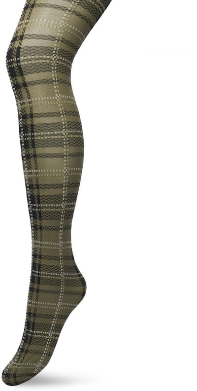 Bonnie Doon Dames Panty met Ruiten 80 Denier Donker Groen maat S/M - Ruit Motief - Ruitjes Print - Uitstekende pasvorm - Gladde Naden - London Checks Tights - Heerlijk Comfortabel - Leger - Olijfgroen - Ivy Green - BP211910.252