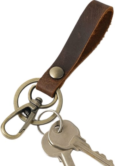 Luxe Leren Sleutelhanger I Sleutelhouder I Retro Stijl I Met Dubbele Sleutelringen I Donkerbruin