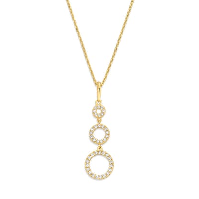 New Bling 9NBG-0764 Gouden ketting met Hangertje - Rondjes - Cirkels - Zirkonia - 8+6+4mm - Ankerschakel - 39+3+3cm - 14 Karaat - Goud