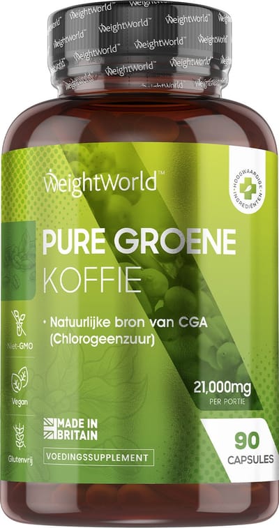 WeightWorld Groene Koffie capsules - 90 green coffee capsules ter ondersteuning van je fitnessdoelen - Natuurlijke ingrediënten