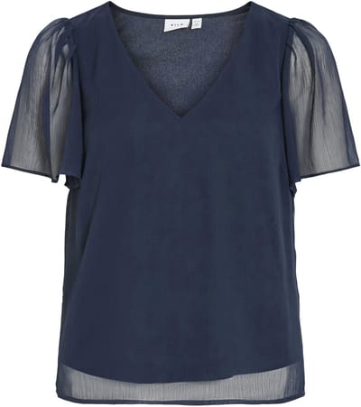 Vila T-shirt Vifalia V-neck S/s Top - Noos 14114162 Navy Blazer Dames Maat - 38