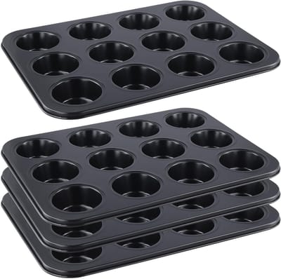 4-delige Muffin Bakvorm 35.3 x 26.5 cm, 12-delige Cupcake Bakvorm voor Muffins, Brownies en Taarten