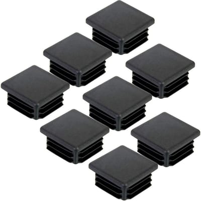 Vierkante Plastic Pluggen - Buis Eindkappen - Meubels Beschermen - Flexibele Ribbels - 5x5 cm - Zwart