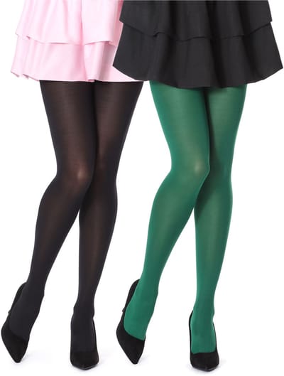 Bellivalini Dames Panty 2 Pak – 100 DEN - Polyamide - Microvezel - Zwart/Donkergroen (2Pack) – S - BLV-FI-1003-2P