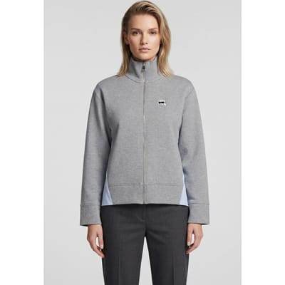 Karl Lagerfeld Ikon Fabric Mix Zip Up Light Grey Melange Taglia: XS | Maglie a manica lunga Outlet | Donna | Grigio