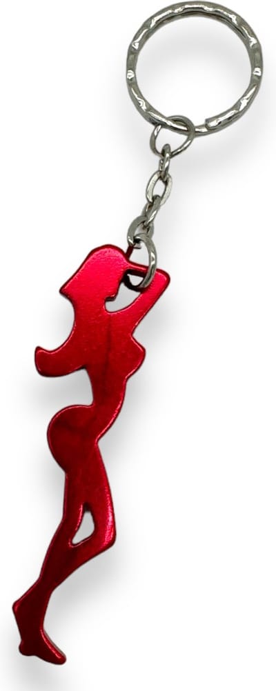Sleutelhanger & Flesopener – Metalen Silhouet in Rood | Handig, Leuk & Onmisbaar