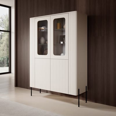Meubella - Vivi - Vitrinekast - Beige - 110x40x160 cm