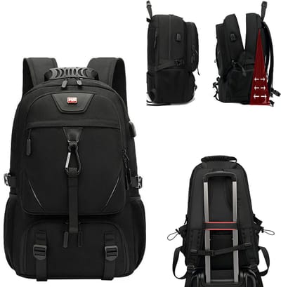 Unisex rugzak van 80 liter – Sport-, outdoor- en wandelrugzak – Trekkingrugzak – Waterdicht en verstelbaar – Oxford-stof – Grote capaciteit – Inclusief reisslot – Geschikt voor reizen, werk en school – 60*40*23 cm – Zwart
