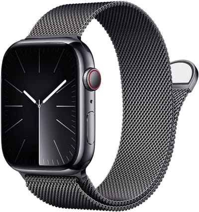 Stravo Milanese bandje - Grafiet - Geschikt voor Apple Watch 46mm (Series 10/11), 45mm (Series 7/8/9), 44mm (Series 4/5/6, SE 1/2/3), 42mm (Series 1/2/3), 49mm (Ultra 1/2/3) - RVS Metaal Milanees Horlogebandje met magneetsluiting