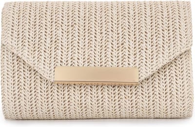 Dames Raffia Clutch Tas Gevlochten Riet Zomer Handtas
