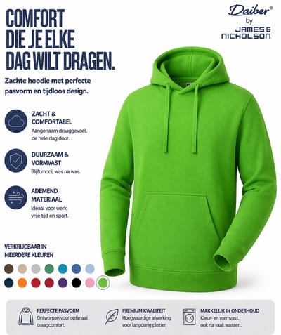 James And Nicholson Heren Basis Hoodie (Kalk groen)