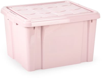 Plasticforte Multi Storage Opslagbox met deksel - roze - 25 liter - 42 x 25 x 30 cm - kunststof - opbergdoos - opbergen