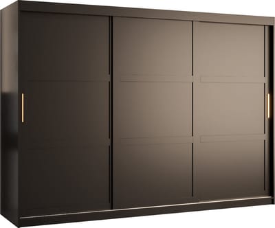 Zweefdeurkast Kledingkast met 3 schuifdeuren Garderobekast slaapkamerkast Kledingstang met planken (LxHxP): 250x200x60 cm - Rumble I (Zwart, 250)