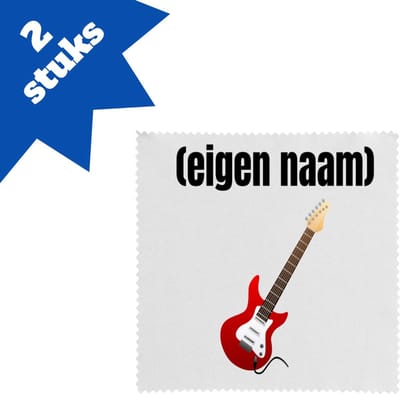 Akyol - rode elektrische gitaar met eigen naam brillendoekjes - Gitaar - muziek liefhebbers - gitaristen - gitaarliefhebbers - verjaardag - cadeau - kado - 17,8 bij 17,8 cm - 2 stuks