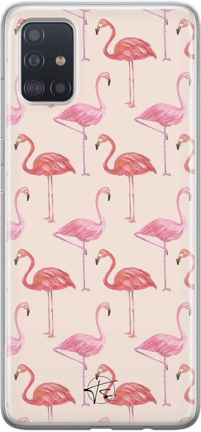 Hoesje geschikt voor Samsung Galaxy A51 - Flamingo - Soft Case - TPU - Print - Roze - Mooie Telefoonhoesjes