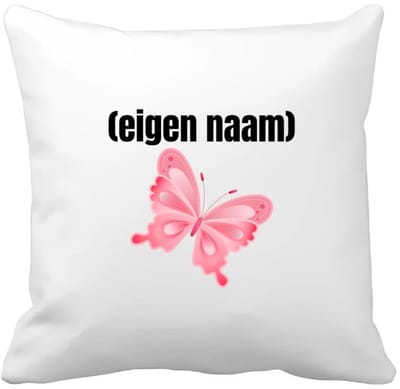 Akyol - roze vlinder met eigen naam Kussen hoes - Vlinder - dieren liefhebber - iemand die houdt van vlinders - verjaardag - cadeau - kado - geschenk - 40 bij 40 cm