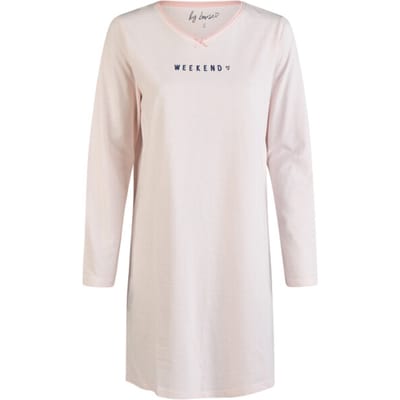 By Louise Dames Nachthemd Lange Mouw Roze Gestreept - Maat S