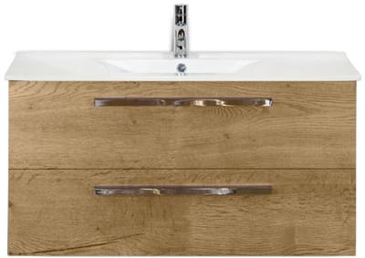 Seville Badmeubelset 100 cm - Natuur Eiken - Keramische Wastafel Wit Enjoy