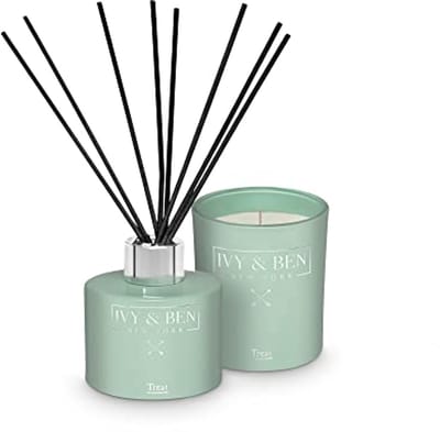 Cadeauset Geurkaars en Riet Diffuser - 140 g en 100 ml - 100% Sojawas - Perfect Cadeau voor Vrouwen en Mannen