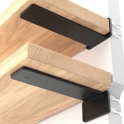 Muurbeugel - Plankbeugel - Verborgen plankbevestiging - DIY plankbeugel 15 cm - Metalen wandplankbeugel - Zwart - 2 stuks