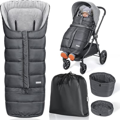 Voetenzak voor Kinderwagen - Waterdicht, Verstelbaar, Anti-Slip - Donkergrijs