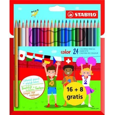 Kleurpotloden STABILO color - 2 PROMO-pochetten van 24 kleuren 16 + 8 gratis