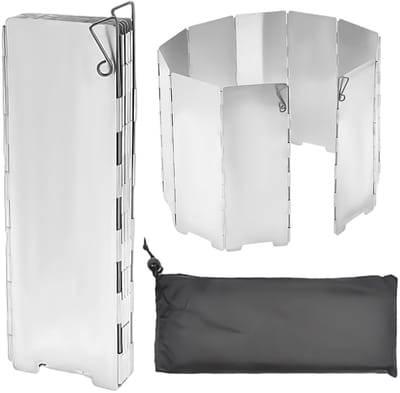 NTHProducts - Camping Oven Windshield - Lichtgewicht Aluminium - 24 x 82 cm - Windbescherming - Ideaal voor Grillen en Koken - Inclusief Opbergtas
