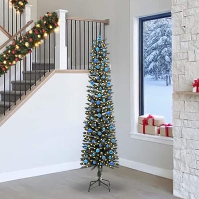 vidaXL - Kunstkerstboom - met - 300 - LED - Groen - 240 - cm - PVC - en - Plastic - en - Staal