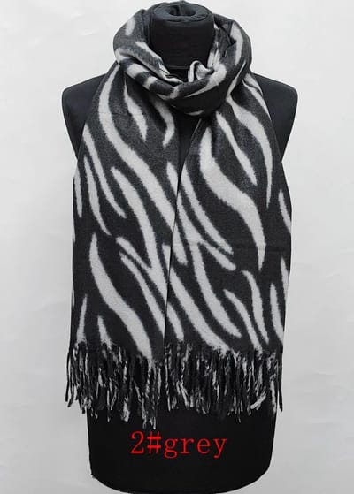 Dames warme sjaal met print herfst/winter SQ24-6 180x68CM zwart/grijs
