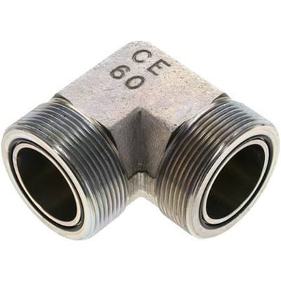 UN 2''-12 Buitendraad Verzinkt Stalen L-Fitting 90graden ORFS 250 Bar - Hydrauliek - FL2E-M-EZ-200U-O