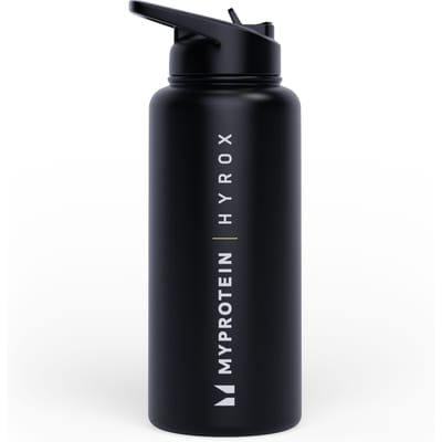 Myprotein Hyrox Gerecyclede Metalen Flip Straw Fles 1L - Zwart