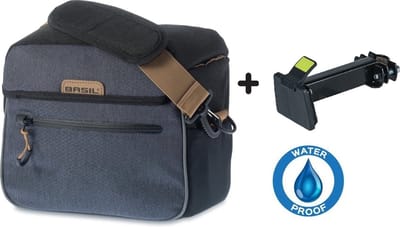Basil Miles Waterdichte Stuurtas - Zwart - 6 Liter - incl. Basil BasEasy Stemholder Stuurpenhouder - Zwart