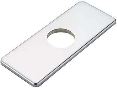 16*6cm Wastafelkraanplaat, roestvrijstalen kraanbodemplaat, rechthoekige gatdekselplaat, badkamerkeuken wastafelkraanplaat (zilver)