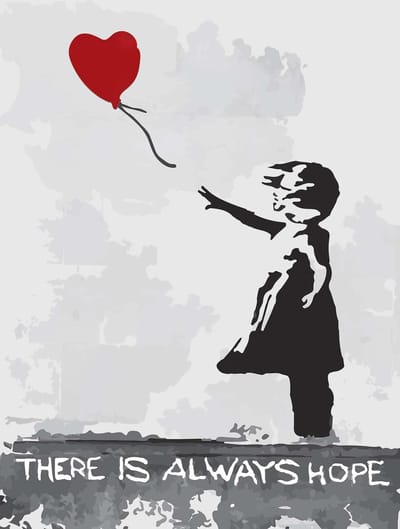 Fotobehang Banksy Street Art Balloon Heart Graffiti | XXL - 206cm x 275cm | 130g/m2 Vlies
