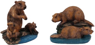 PIA Soft Toys - Set van 2 Bever Speelfiguren - 2 ass. - 8 cm