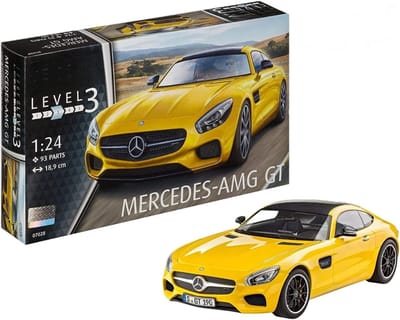 Zylo® Modelbouw Auto - Modelbouw Auto Bouwpakket - Modelbouwpakket - Mercedes Benz AMG GT Schaal - 36x21x8cm - Geel