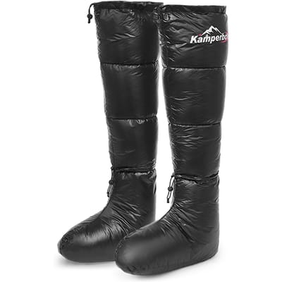 Winter Down Booties Sokken Warm Zacht Winddicht Lange Slaapsloffen met Verstelbaar Trekkoord voor zwart