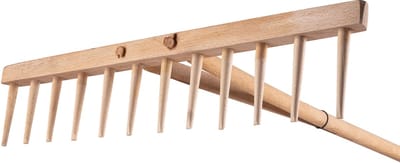 KADAX Hark, hooikhark met lange steel van hout, brede hark voor tuin, bloembed, gazon, comfortabele hark, gazonhark, bladhark, tuingereedschap, tuingereedschap (hout)